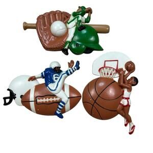 Vintage Burwood 3 Piece Sports Plastic Wall Hanging Plaques